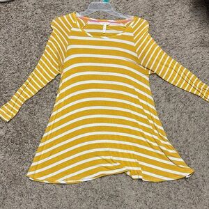 Matilda Jane Yellow and White Striped Long Sleeve Top